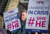 A rally by university union members outside the Scottish Parliament (Picture: Lisa Ferguson)