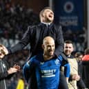 Rangers interim head coach Barry Ferguson celebrates with Vaclav Cerny after the penalty shoot-out victory over Fenerbahce at Ibrox. (Photo by Alan Harvey / SNS Group)