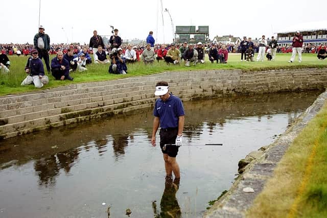 Jean Van De Velde's travails at the 18th hole at Carnoustie remains one of The Open's most memorable episodes. Picture: Ross Kinnaird/Allsport/Getty