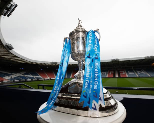 The Scottish Gas Scottish Cup trophy at Hampden Park. (Photo by Craig Williamson / SNS Group)