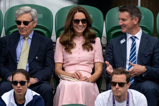 Scott Lloyd, CEO of the Lawn Tennis Association, pictured chatting with Catherine, Princess of Wales, at Wimbledon. Mr Lloyd is among the shareholders in the investment vehicle in charge of Carnoustie links. Picture: AELTC/Joe Toth/Pool/AFP/Getty