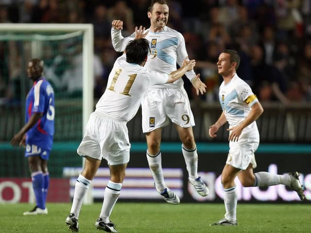 James McFadden celebrates after scoring against France at the Parc De Princes stadium in Paris in 2007 (Picture: Franck Fife)