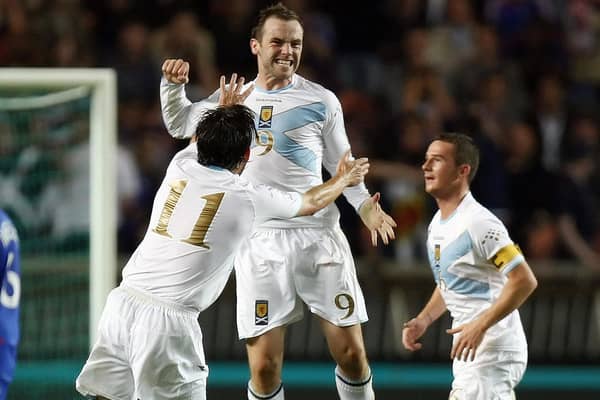 James McFadden celebrates after scoring against France at the Parc De Princes stadium in Paris in 2007 (Picture: Franck Fife)