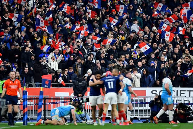 France celebrate their win over Scotland.