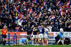 France celebrate their win over Scotland.