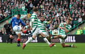 Hamza Igamane of Rangers scores his team's third goal against Celtic last month. Cr: Getty Images.