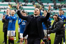 Rangers interim head coach Barry Ferguson celebrates after the 3-2 win over Celtic. (Photo by Alan Harvey / SNS Group)