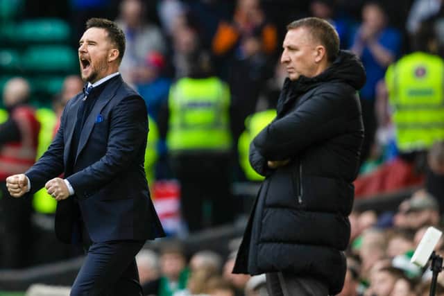 Rangers interim head coach Barry Ferguson (left) alongside Celtic manager Brendan Rodgers. (Photo by Craig Foy / SNS Group)