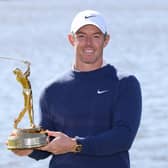 Rory McIlroy show off the trophy after beating J.J. Spaun in a three hole play-off to win The Players Championship  at TPC Sawgrass in Ponte Vedra Beach, Florida