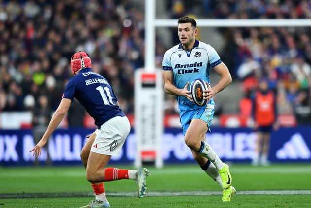Blair Kinghorn takes on Louis Bielle-Biarrey during the Six Nations decider in Paris. Both players have been shortlisted for player of the tournament.