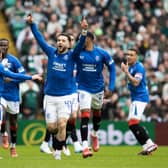 Nicolas Raskin celebrates his opening goal in Rangers' 3-2 win over Celtic at Celtic Park on Sunday. Cr: SNS Group.