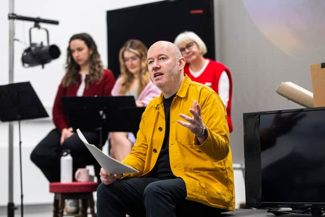 Martin O'Connor in rehearsals for Through the Shortbread Tin