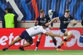 Scotland's Freddy Douglas runs through to score his side's fifth try during the Under-20 Six Nations match at Stade Jean-Bouin in Paris.