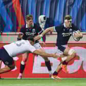 Scotland's Freddy Douglas runs through to score his side's fifth try during the Under-20 Six Nations match at Stade Jean-Bouin in Paris.