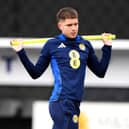 George Hirst during his first Scotland training session at Lesser Hampden, Glasgow. Picture date: Monday March 17, 2025.