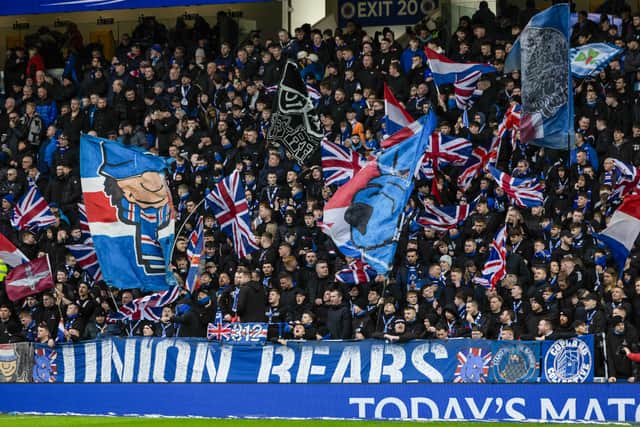 Rangers fans during the recent William Hill Premiership match against Motherwell at Ibrox Stadium. (Photo by Craig Foy / SNS Group)