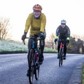Rachel Marsden cycling through Holyrood Park during the Edinburgh Dawn Patrol on Tuesday