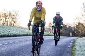 Rachel Marsden cycling through Holyrood Park during the Edinburgh Dawn Patrol on Tuesday