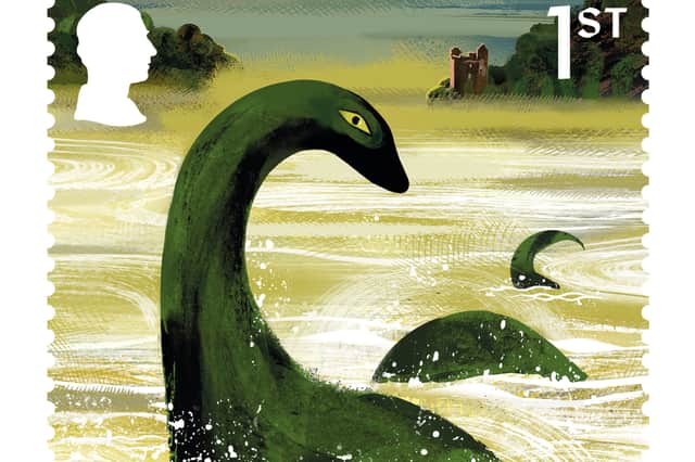 A new stamp to be issued later this month features the Loch Ness Monster (Picture:  Royal Mail)