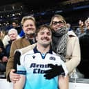 Scotland's Ben Muncaster with family after the match against France in Paris.