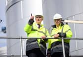 John Swinney, left, speaks to Mark Simmers, chief executive of biorefinery Celtic Renewables, during a visit to the Grangemouth plant (Picture: WPA pool)