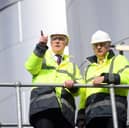 John Swinney, left, speaks to Mark Simmers, chief executive of biorefinery Celtic Renewables, during a visit to the Grangemouth plant (Picture: WPA pool)