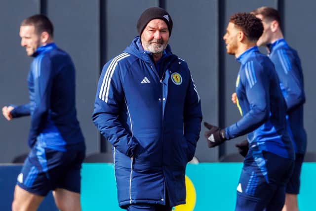 Steve Clarke during a Scotland training session in Glasgow on Wednesday ahead of the squad flying out to Greece. (Photo by Alan Harvey / SNS Group)