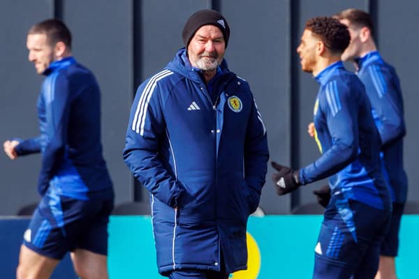 Steve Clarke during a Scotland training session in Glasgow on Wednesday ahead of the squad flying out to Greece. (Photo by Alan Harvey / SNS Group)