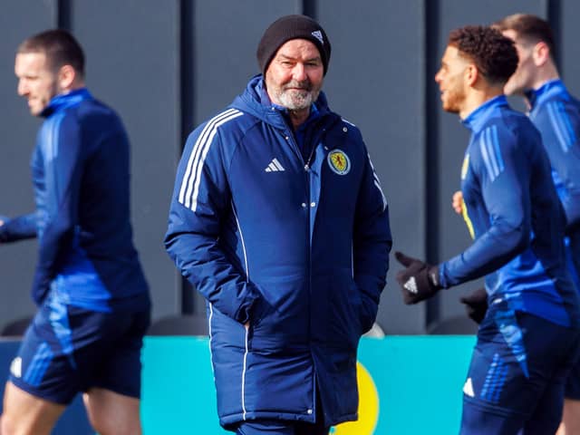 Steve Clarke during a Scotland training session in Glasgow on Wednesday ahead of the squad flying out to Greece. (Photo by Alan Harvey / SNS Group)