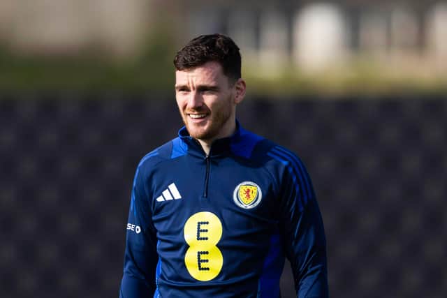 Andy Robertson during a Scotland training session at The City Stadium, on March 19, 2025, in Glasgow, Scotland. (Photo by Craig Foy / SNS Group)