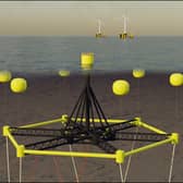 Artist impression of single wave energy cluster. Credit Blackfish Engineering