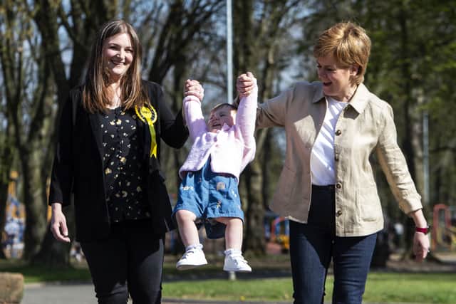 Children’s Minister Natalie Don-Innes, pictured while pregnant with daughter Ailsa and former first minister Nicola Sturgeon.