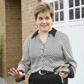 Nicola Sturgeon speaks to media outside her house near Glasgow. Picture: John Devlin