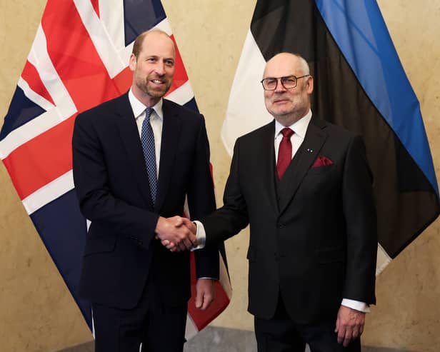 Prince William meets Estonian President Alar Karis in Tallinn, Estonia (Picture: Suzanne Plunkett/WPA pool)