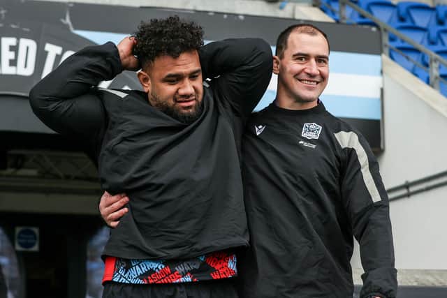 Sione Vailanu, left, is back in the Glasgow Warriors team after 15 months out. He is pictured with Henco Venter.