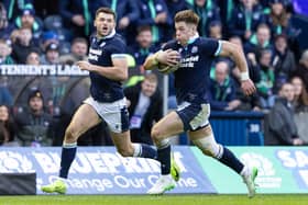 Scotland's Blair Kinghorn (left) and Huw Jones are included in the Six Nations team of the championship. (Photo by Ross MacDonald / SNS Group)