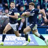 Scotland's Blair Kinghorn (left) and Huw Jones are included in the Six Nations team of the championship. (Photo by Ross MacDonald / SNS Group)