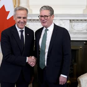 Keir Starmer shakes hands with new Canadian Prime Minister Mark Carney at a meeting in Downing Street (Picture: Jordan Pettitt/WPA pool)