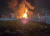 A fire rages at the Hayes electricity substation near Heathrow (Picture: London Fire Brigade)