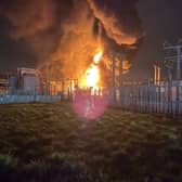 A fire rages at the Hayes electricity substation near Heathrow (Picture: London Fire Brigade)