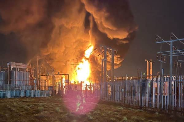 A fire rages at the Hayes electricity substation near Heathrow (Picture: London Fire Brigade)