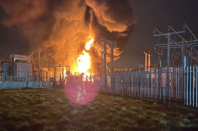 A fire rages at the Hayes electricity substation near Heathrow (Picture: London Fire Brigade)