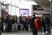 The scene at Edinburgh Airport on Friday morning after the closure of London Heathrow