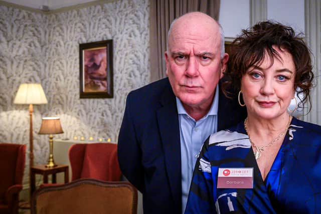 Jack Docherty and Lorraine McIntosh in BBC comedy The Chief