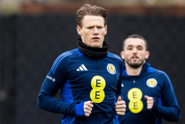Scott McTominay during a Scotland training session on the eve of the Nations League play-off second leg against Greece at Hampden.