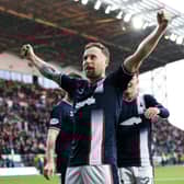 Falkirk's Scott Arfield celebrates scoring to make it 2-0 over Airdrieonians at The Falkirk Stadium. (Photo by Roddy Scott / SNS Group)