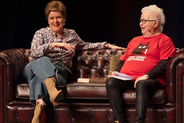 Nicola Sturgeon and Val McDermid hosting their Books & Banter show during Glasgow International Comedy Festival at King's Theatre, Glasgow. Picture: Jane Barlow/PA Wire