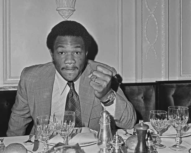 American heavyweight boxer George Foreman has died aged 76. The world heavyweight champion is pictured here during a  press conference in London on the first stage of his European tour in March 1973.  