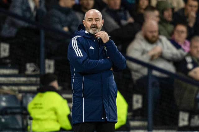 Scotland manager Steve Clarke looks on during the 3-0 defeat by Greece.