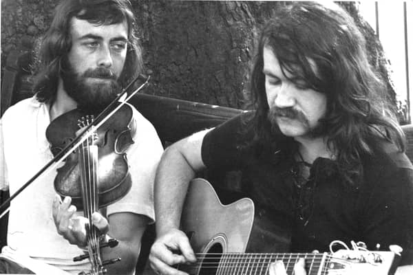 Dick Gaughan and Aly Bain in the Netherlands in 1972.